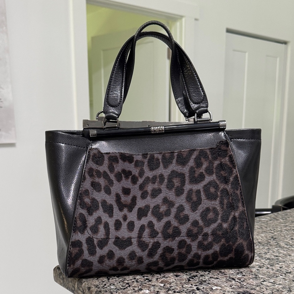 Diane Von Furstenberg Black and Leopard Satchel